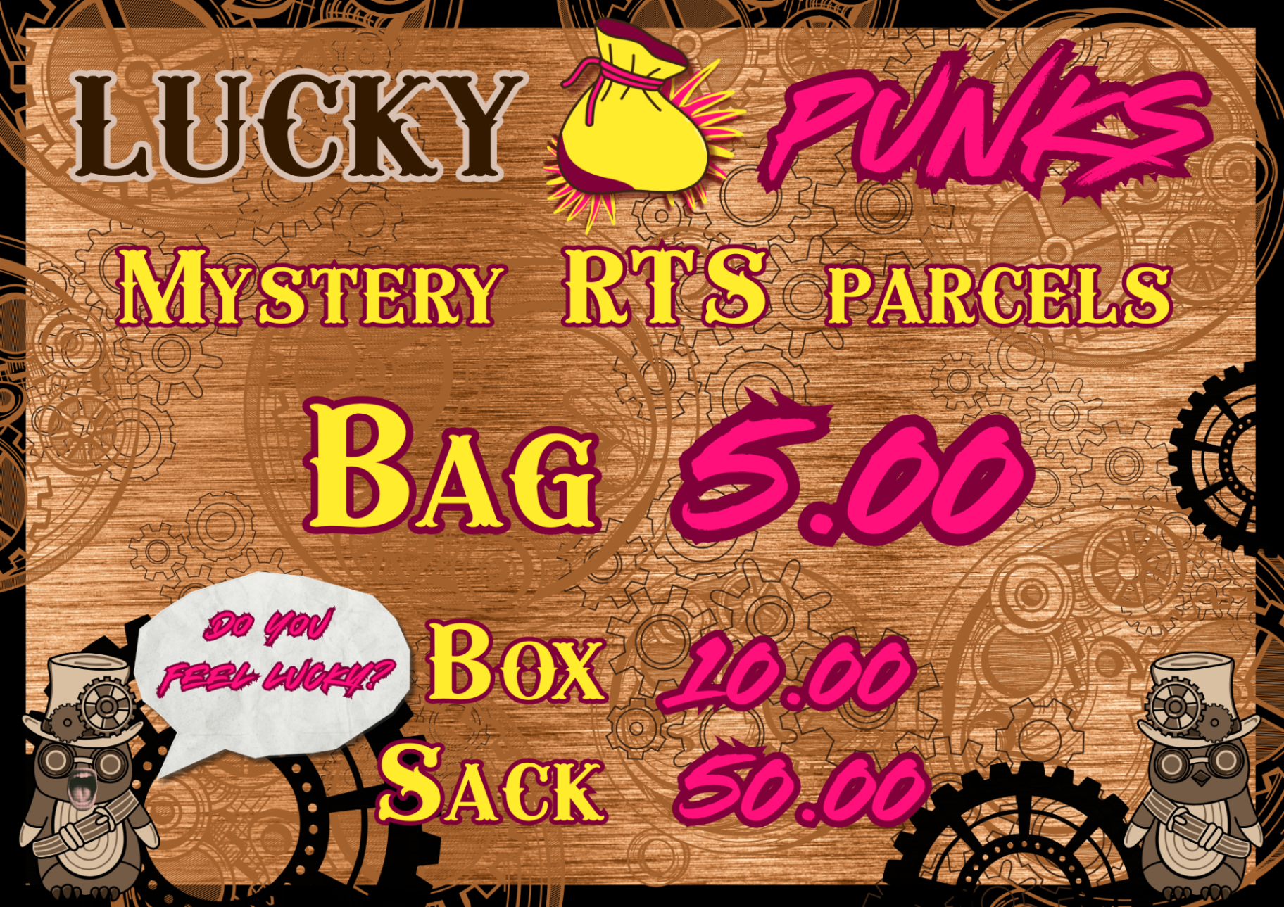 Lucky Punks Mystery RTS Parcels - Bag £5, Box £10, Sack £50